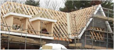 Traditional hand cut roof to detached house with roof incl. 55 & 40 degree pitches, with 2 dormers